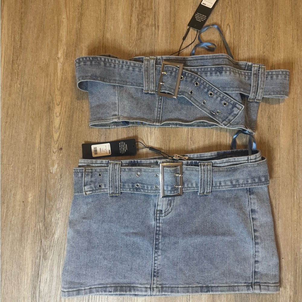 Denim Skirt and Belt Set
